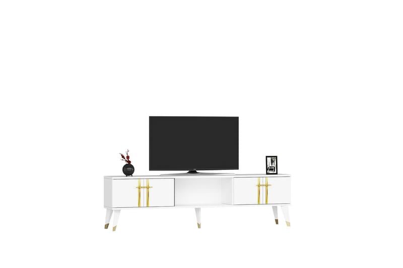 Tv-bänk Aselna 150 cm - Vit/Guld - Möbler - TV- & Mediamöbler - TV bänk & mediabänk