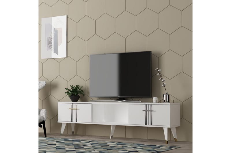 Tv-bänk Aselna 150 cm - Vit/Silver - Möbler - TV- & Mediamöbler - TV bänk & mediabänk