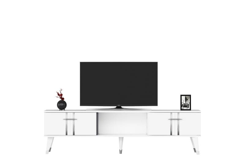 Tv-bänk Aselna 150 cm - Vit/Silver - Möbler - TV- & Mediamöbler - TV bänk & mediabänk