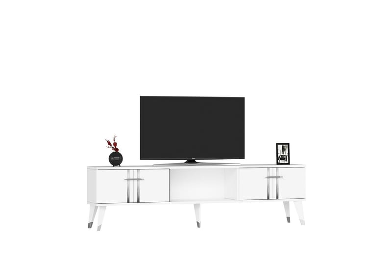 Tv-bänk Aselna 150 cm - Vit/Silver - Möbler - TV- & Mediamöbler - TV bänk & mediabänk