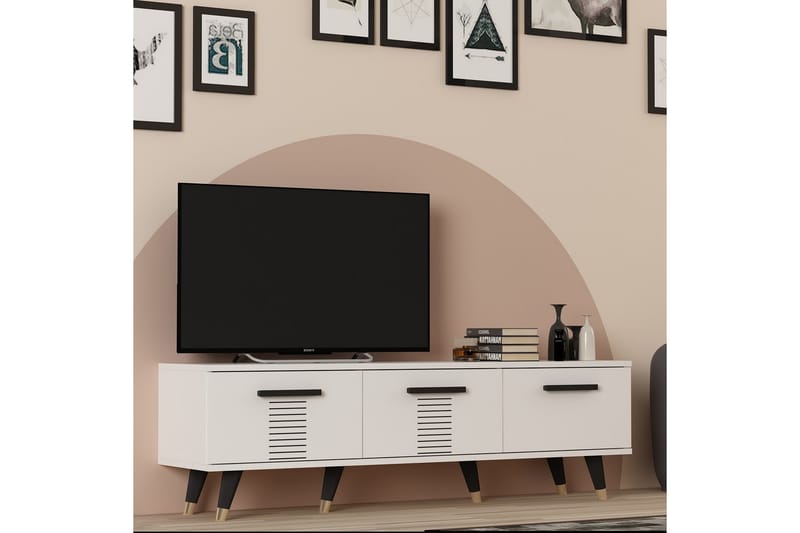 Tv-bänk Asimo 150x35 cm Vit - Hanah Home - Möbler - TV- & Mediamöbler - TV bänk & mediabänk