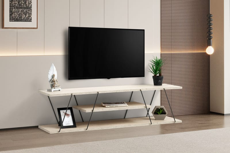 Tv-bänk Canaz 120 cm - Svart/Marmor - Möbler - TV- & Mediamöbler - TV bänk & mediabänk