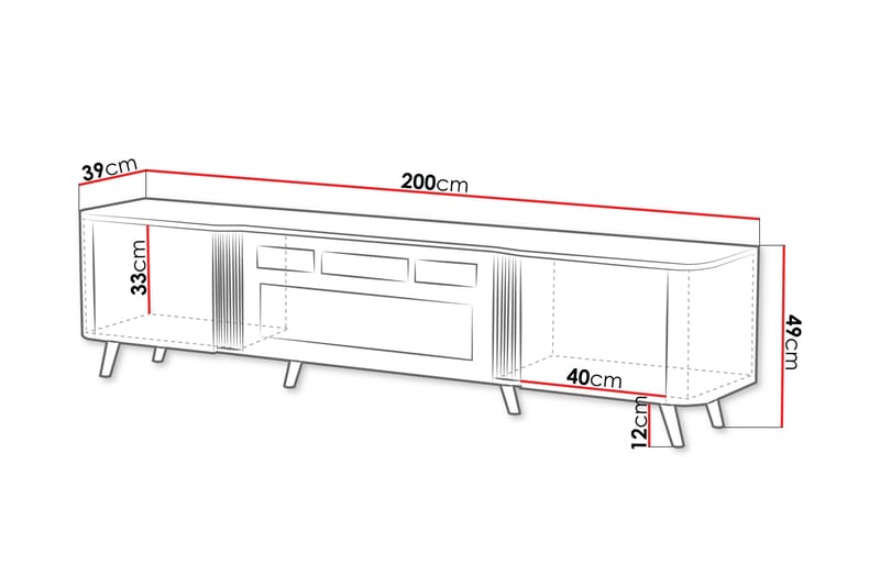 Tv-bänk Clement 200 cm - Svart - Möbler - TV- & Mediamöbler - TV bänk & mediabänk