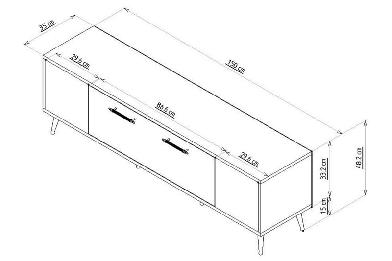 Tv-bänk Detas 150 cm - Antracit/Silver - Möbler - TV- & Mediamöbler - TV bänk & mediabänk