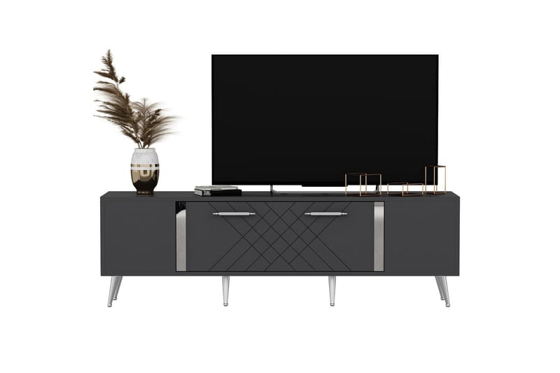 Tv-bänk Detas 150 cm - Antracit/Silver - Möbler - TV- & Mediamöbler - TV bänk & mediabänk