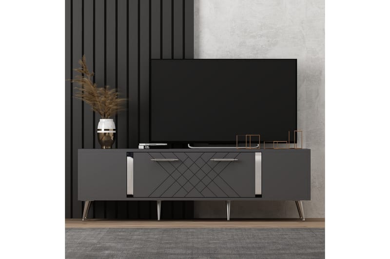 Tv-bänk Detas 150 cm - Antracit/Silver - Möbler - TV- & Mediamöbler - TV bänk & mediabänk