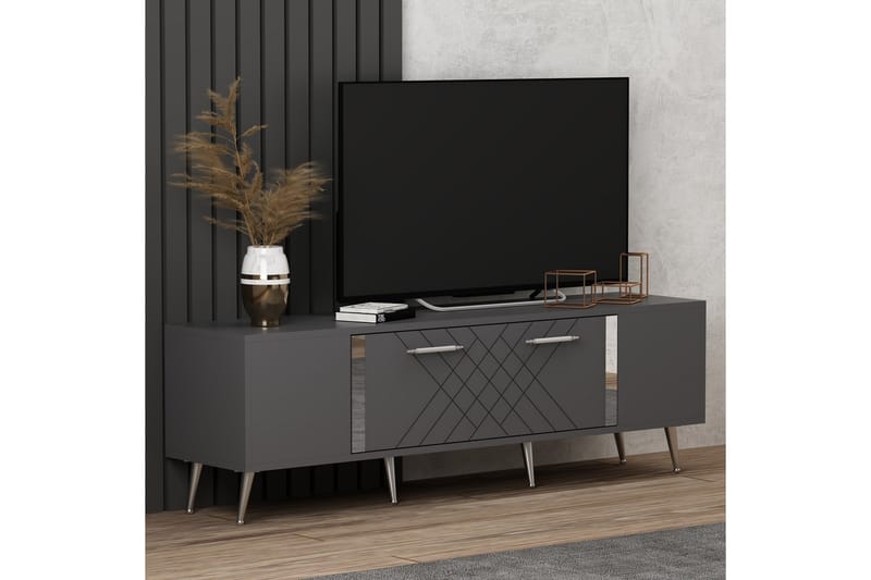 Tv-bänk Detas 150 cm - Antracit/Silver - Möbler - TV- & Mediamöbler - TV bänk & mediabänk