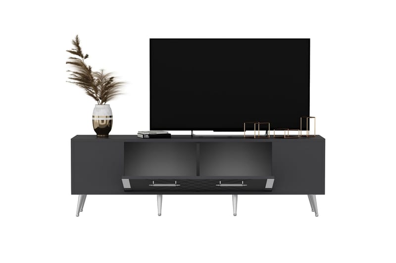 Tv-bänk Detas 150 cm - Antracit/Silver - Möbler - TV- & Mediamöbler - TV bänk & mediabänk