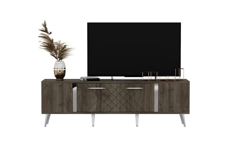 Tv-bänk Detas 150 cm - Valnöt/Silver - Möbler - TV- & Mediamöbler - TV bänk & mediabänk