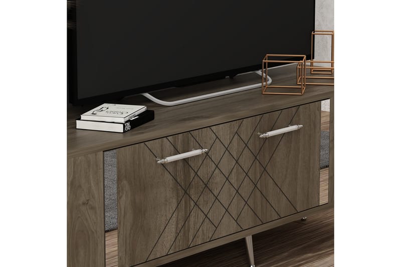 Tv-bänk Detas 150 cm - Valnöt/Silver - Möbler - TV- & Mediamöbler - TV bänk & mediabänk