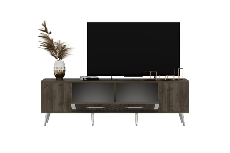 Tv-bänk Detas 150 cm - Valnöt/Silver - Möbler - TV- & Mediamöbler - TV bänk & mediabänk