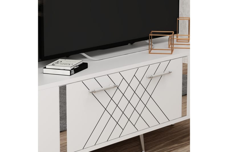 Tv-bänk Detas 150 cm - Vit/Silver - Möbler - TV- & Mediamöbler - TV bänk & mediabänk