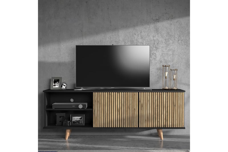 Tv-bänk Elspet 180 cm - Svart/Brun - Möbler - TV- & Mediamöbler - TV bänk & mediabänk