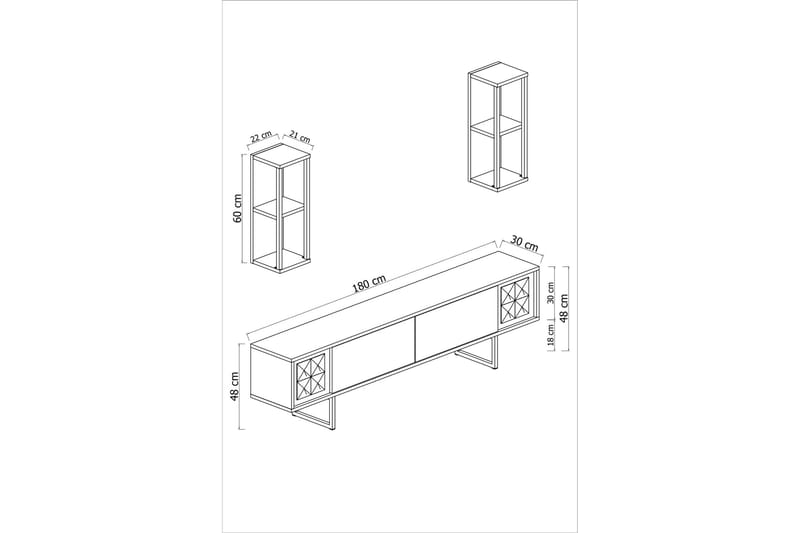 Tv-bänk Erdem 180 cm - Vit/Svart - Möbler - TV- & Mediamöbler - TV bänk & mediabänk