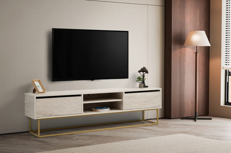 Tv-bänk Escape 180 cm - Guld/Marmor - Möbler - TV- & Mediamöbler - TV bänk & mediabänk