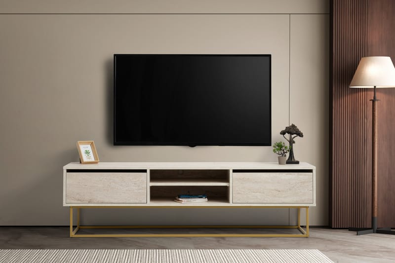 Tv-bänk Escape 180 cm - Guld/Marmor - Möbler - TV- & Mediamöbler - TV bänk & mediabänk