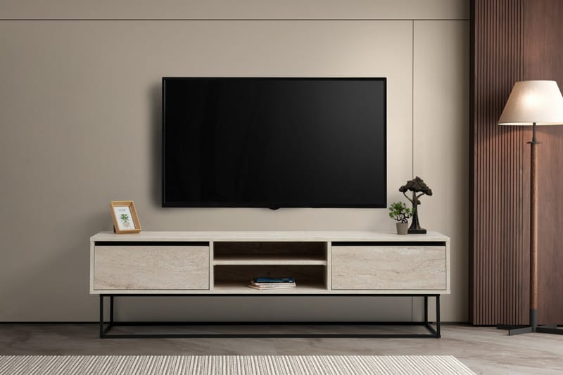 Tv-bänk Escape 180 cm - Svart/Marmor - Möbler - TV- & Mediamöbler - TV bänk & mediabänk