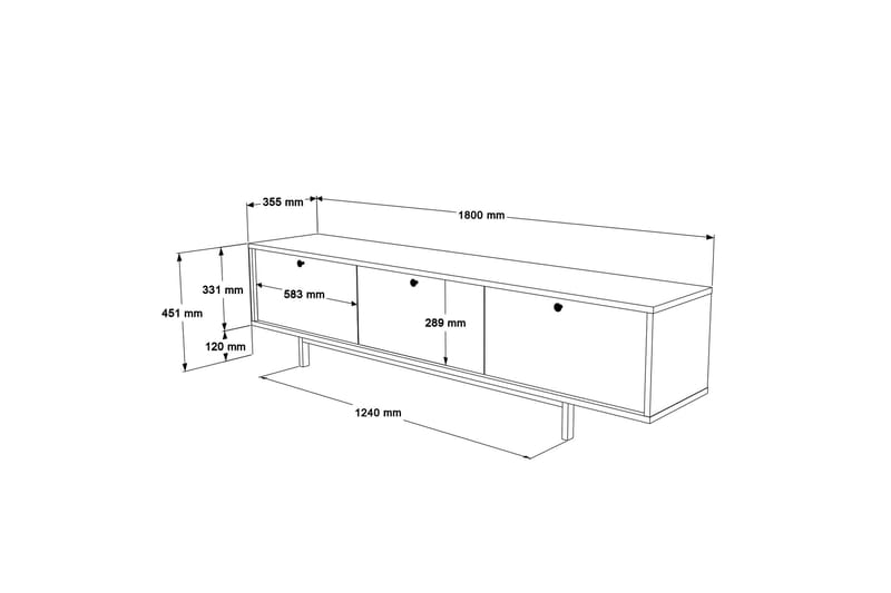 Tv-bänk Famke 180 cm - Ek - Möbler - TV- & Mediamöbler - TV bänk & mediabänk