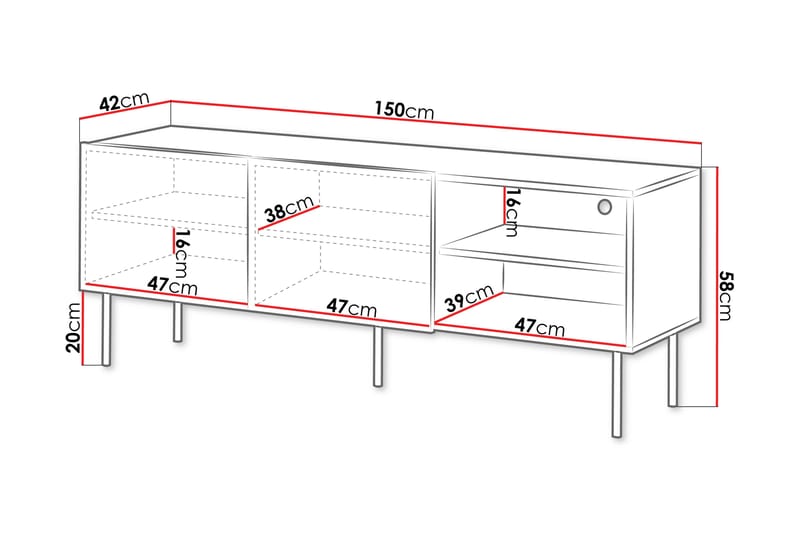 Tv-bänk Hammarstrand 150 cm - Valnöt - Möbler - TV- & Mediamöbler - TV bänk & mediabänk