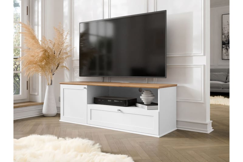 Tv-bänk Hammerdal 137 cm - Vit/Ek - Möbler - TV- & Mediamöbler - TV bänk & mediabänk