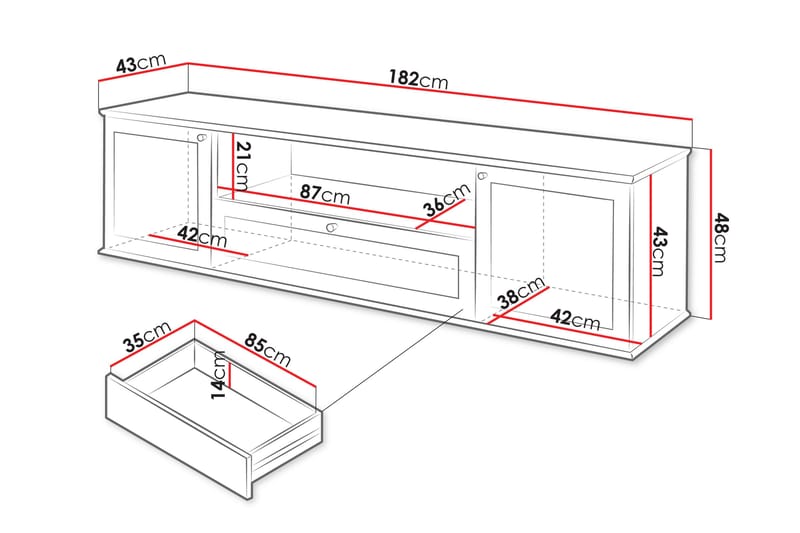 Tv-bänk Hammerdal 182 cm - Vit/Ek - Möbler - TV- & Mediamöbler - TV bänk & mediabänk