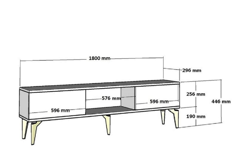 Tv-bänk Harlen 180 cm - Antracit/Guld - Möbler - TV- & Mediamöbler - TV bänk & mediabänk