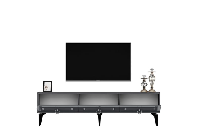 Tv-bänk Harlen 180 cm - Antracit/Silver - Möbler - TV- & Mediamöbler - TV bänk & mediabänk