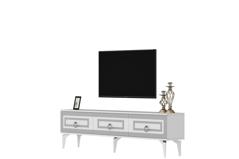 Tv-bänk Harlen 180 cm - Vit/Silver - Möbler - TV- & Mediamöbler - TV bänk & mediabänk