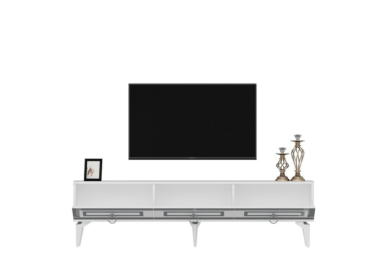 Tv-bänk Harlen 180 cm - Vit/Silver - Möbler - TV- & Mediamöbler - TV bänk & mediabänk