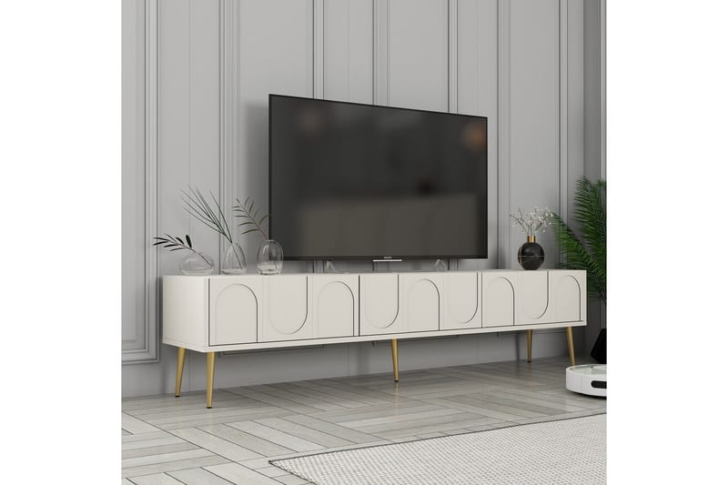 Tv-bänk Hazim 180 cm - Cream/Guld - Möbler - TV- & Mediamöbler - TV bänk & mediabänk