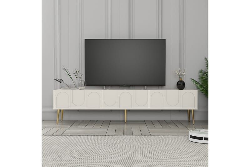 Tv-bänk Hazim 180 cm - Cream/Guld - Möbler - TV- & Mediamöbler - TV bänk & mediabänk