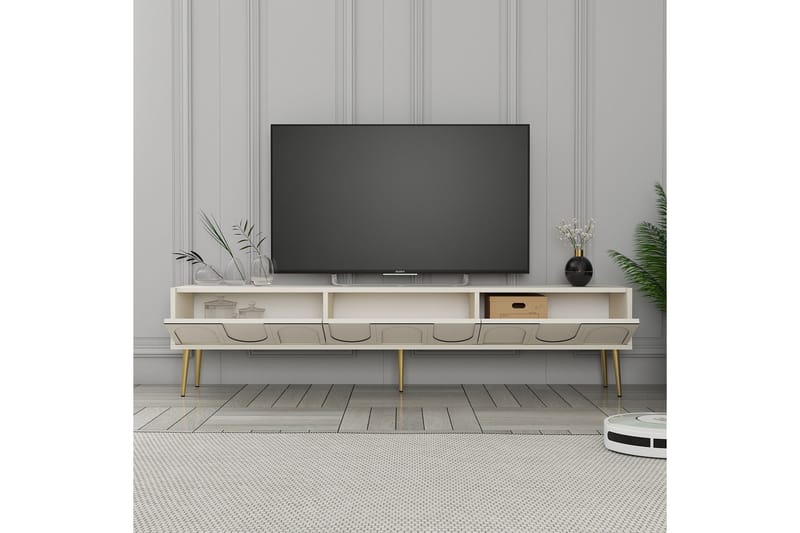 Tv-bänk Hazim 180 cm - Cream/Guld - Möbler - TV- & Mediamöbler - TV bänk & mediabänk