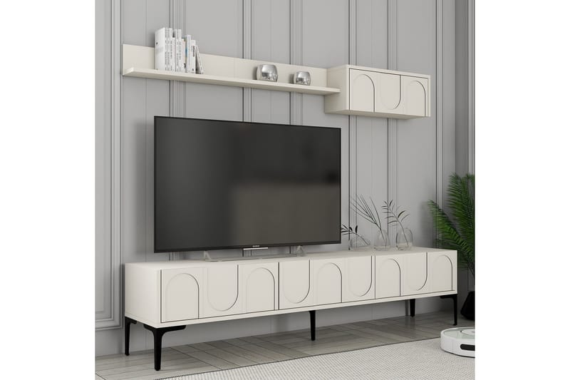 Tv-bänk Hazim 180 cm - Cream/Svart - Möbler - TV- & Mediamöbler - TV bänk & mediabänk