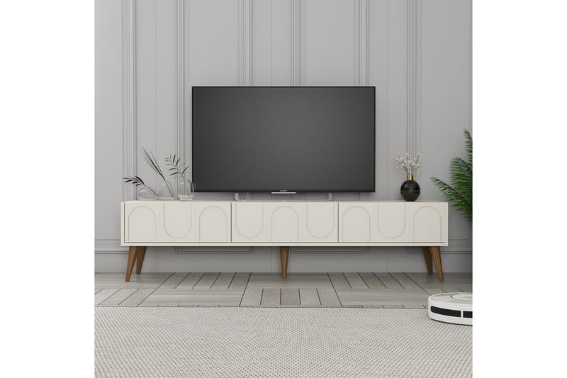 Tv-bänk Hazim 180 cm - Cream/Valnöt - Möbler - TV- & Mediamöbler - TV bänk & mediabänk