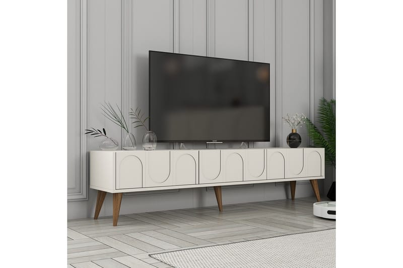 Tv-bänk Hazim 180 cm - Cream/Valnöt - Möbler - TV- & Mediamöbler - TV bänk & mediabänk