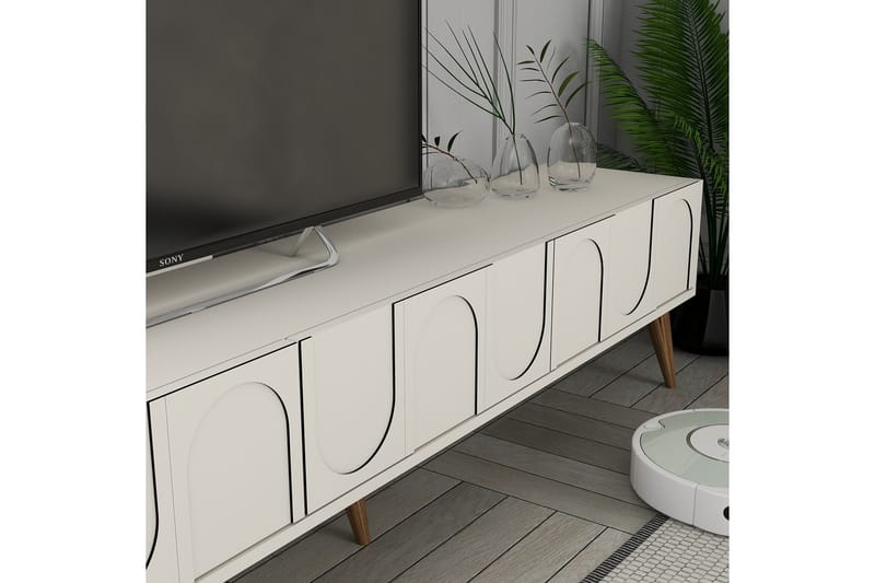 Tv-bänk Hazim 180 cm - Cream/Valnöt - Möbler - TV- & Mediamöbler - TV bänk & mediabänk