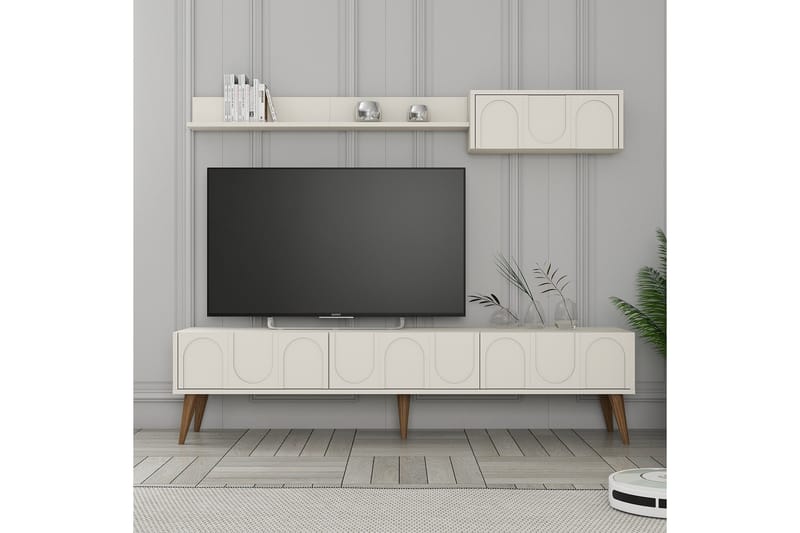 Tv-bänk Hazim 180 cm - Cream/Valnöt - Möbler - TV- & Mediamöbler - TV bänk & mediabänk