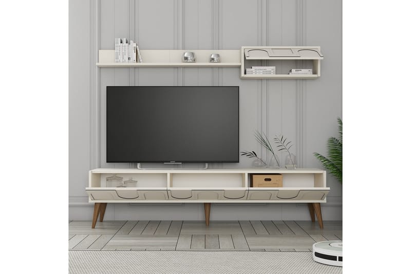 Tv-bänk Hazim 180 cm - Cream/Valnöt - Möbler - TV- & Mediamöbler - TV bänk & mediabänk