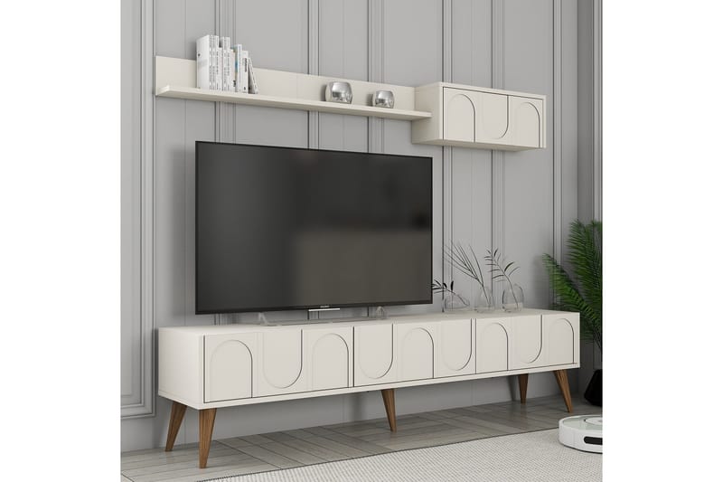 Tv-bänk Hazim 180 cm - Cream/Valnöt - Möbler - TV- & Mediamöbler - TV bänk & mediabänk