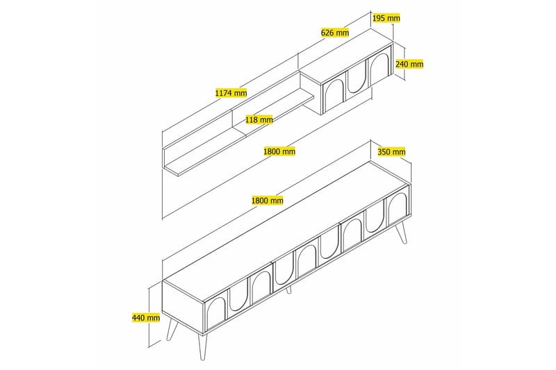 Tv-bänk Hazim 180 cm - Valnöt - Möbler - TV- & Mediamöbler - TV bänk & mediabänk