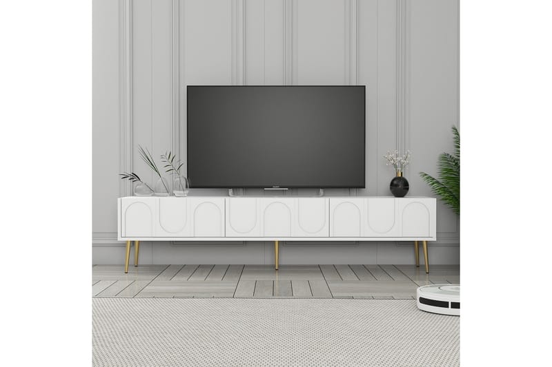 Tv-bänk Hazim 180 cm - Vit/Guld - Möbler - TV- & Mediamöbler - TV bänk & mediabänk