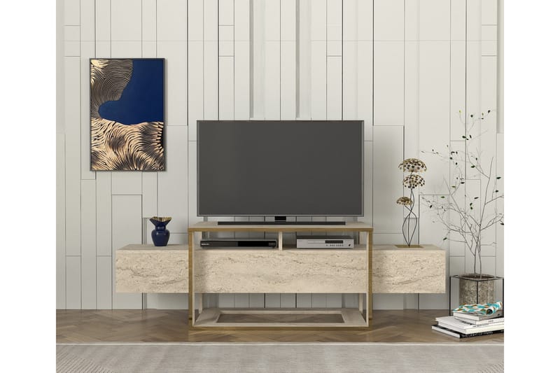 Tv-bänk Herb 160 cm - Beige - Möbler - TV- & Mediamöbler - TV bänk & mediabänk