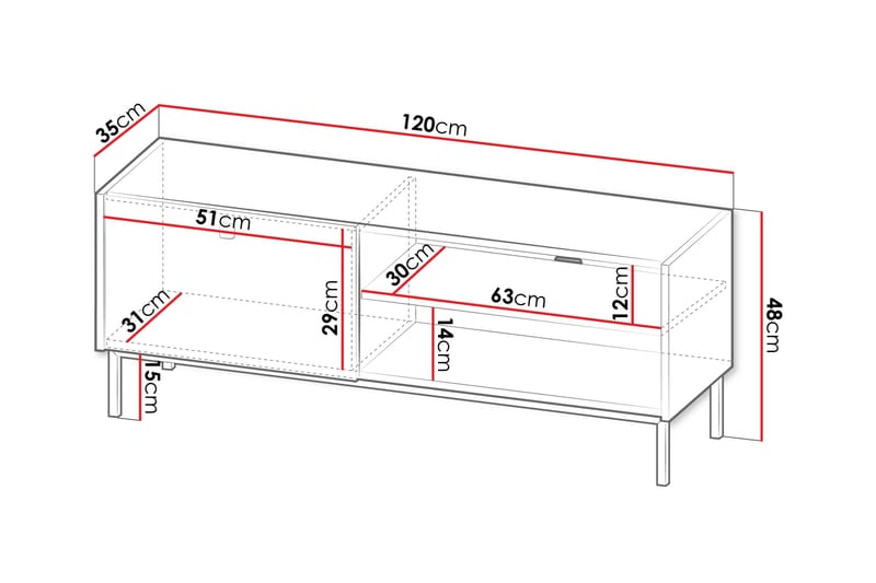 Tv-bänk Hermann 120 cm - Svart - Möbler - TV- & Mediamöbler - TV bänk & mediabänk