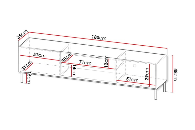 Tv-bänk Hermann 180 cm - Svart - Möbler - TV- & Mediamöbler - TV bänk & mediabänk