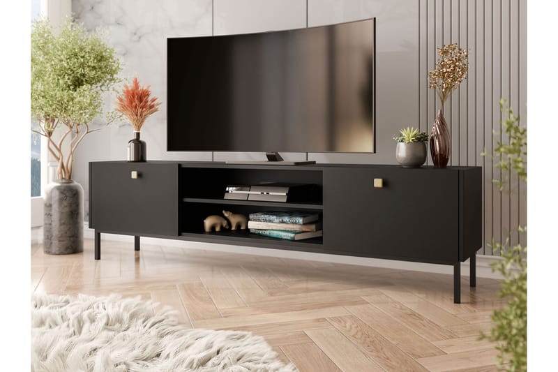 Tv-bänk Hermann 180 cm - Svart - Möbler - TV- & Mediamöbler - TV bänk & mediabänk