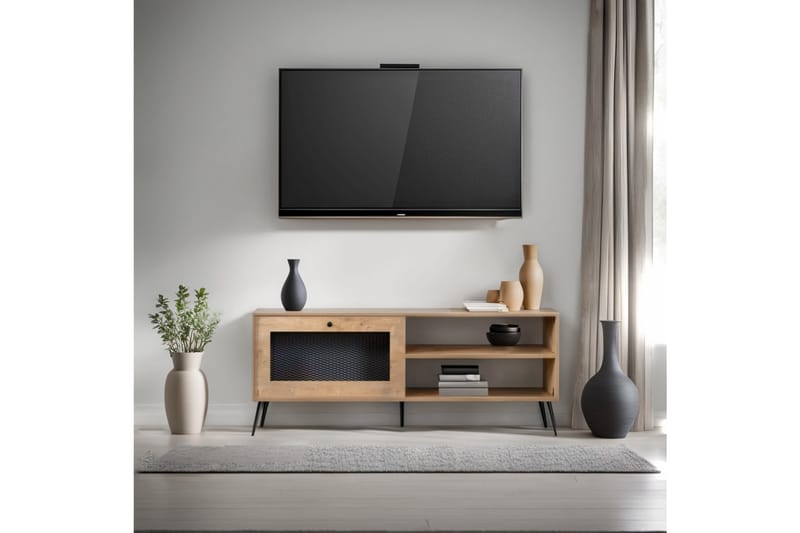 Tv-bänk Hilal 138 cm - Ek/Svart - Möbler - TV- & Mediamöbler - TV bänk & mediabänk