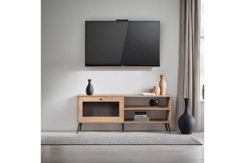 Tv-bänk Hilal 138 cm - Ek/Svart - Möbler - TV- & Mediamöbler - TV bänk & mediabänk