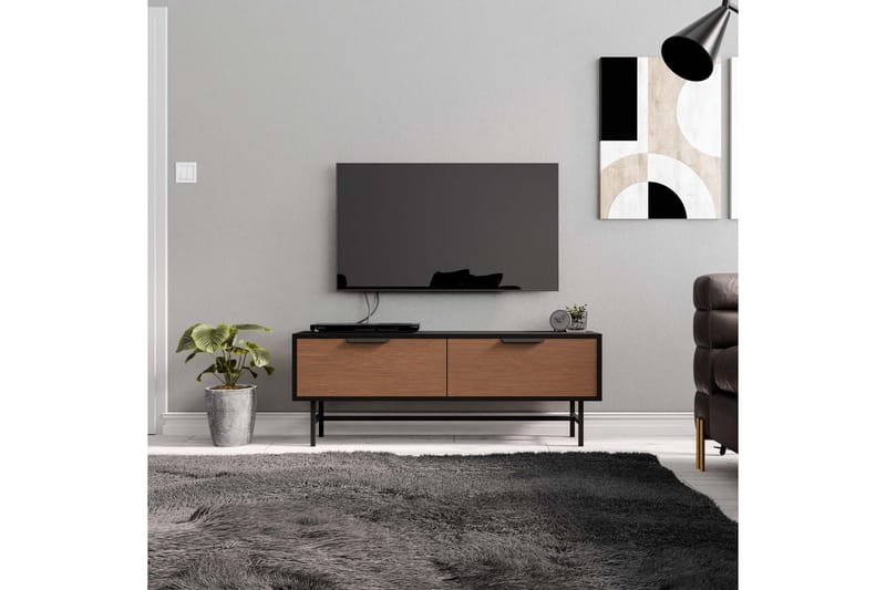 Tv-bänk Hillel 138 cm - Svart/Valnöt - Möbler - TV- & Mediamöbler - TV bänk & mediabänk