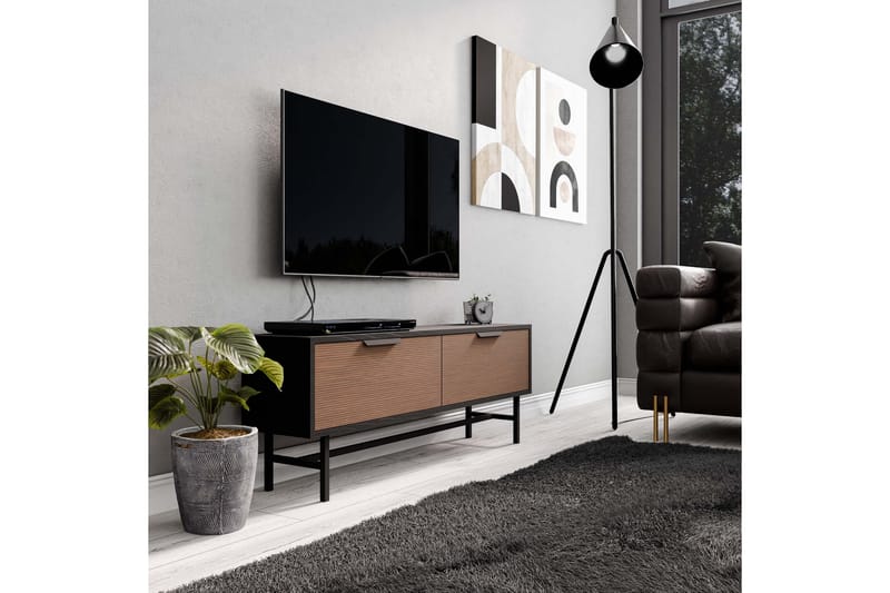 Tv-bänk Hillel 138 cm - Svart/Valnöt - Möbler - TV- & Mediamöbler - TV bänk & mediabänk