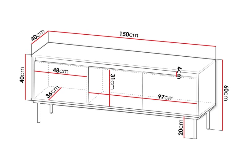 Tv-bänk Hollander 150 cm - Svart/Guld - Möbler - TV- & Mediamöbler - TV bänk & mediabänk